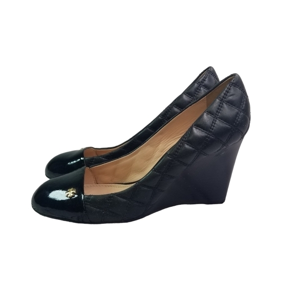 Tory Burch Claremont quilted leather wedge heels